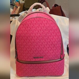 NWT Michael Kors Pink Logo Backpack 10.5x12x5.5